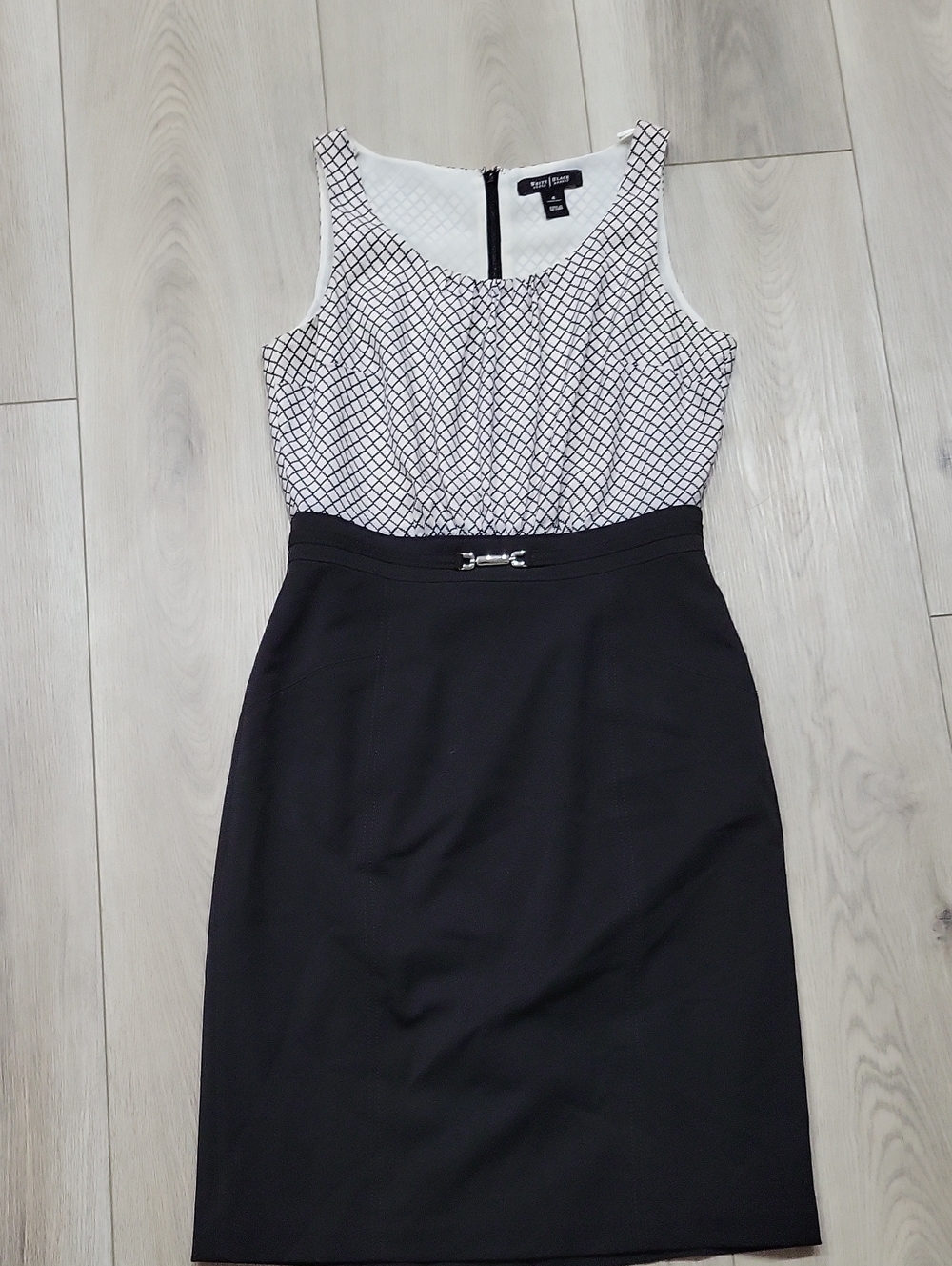 White House Black Market Black & White Geometric Sheath Midi Dress